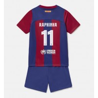 Barcelona Raphinha Belloli #11 Domáci Detský futbalový dres 2023-24 Krátky Rukáv (+ trenírky)